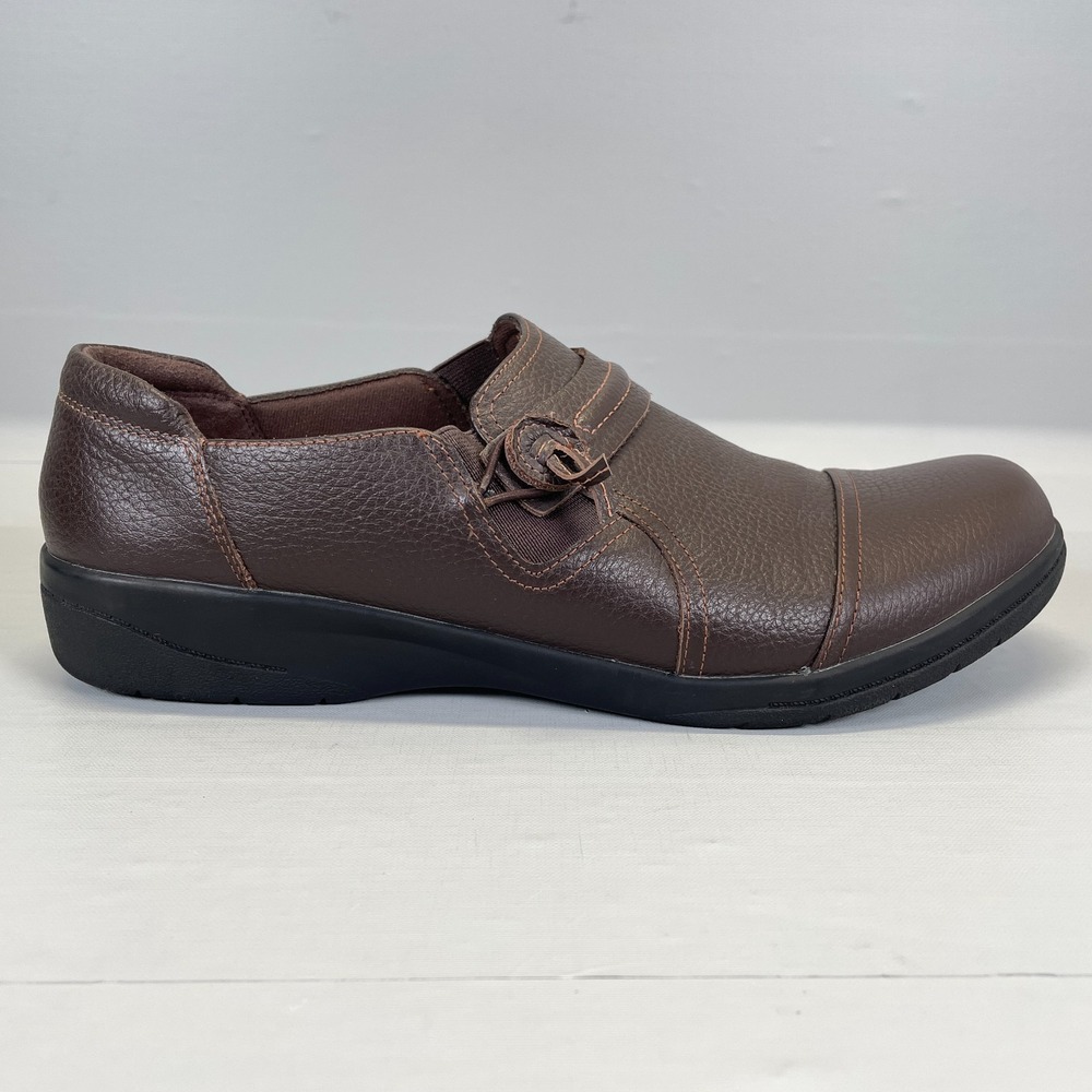 Clarks Cheyn Madi Loafers Womens Size 11 M Brown Pebbled Leather Slip On Shoes